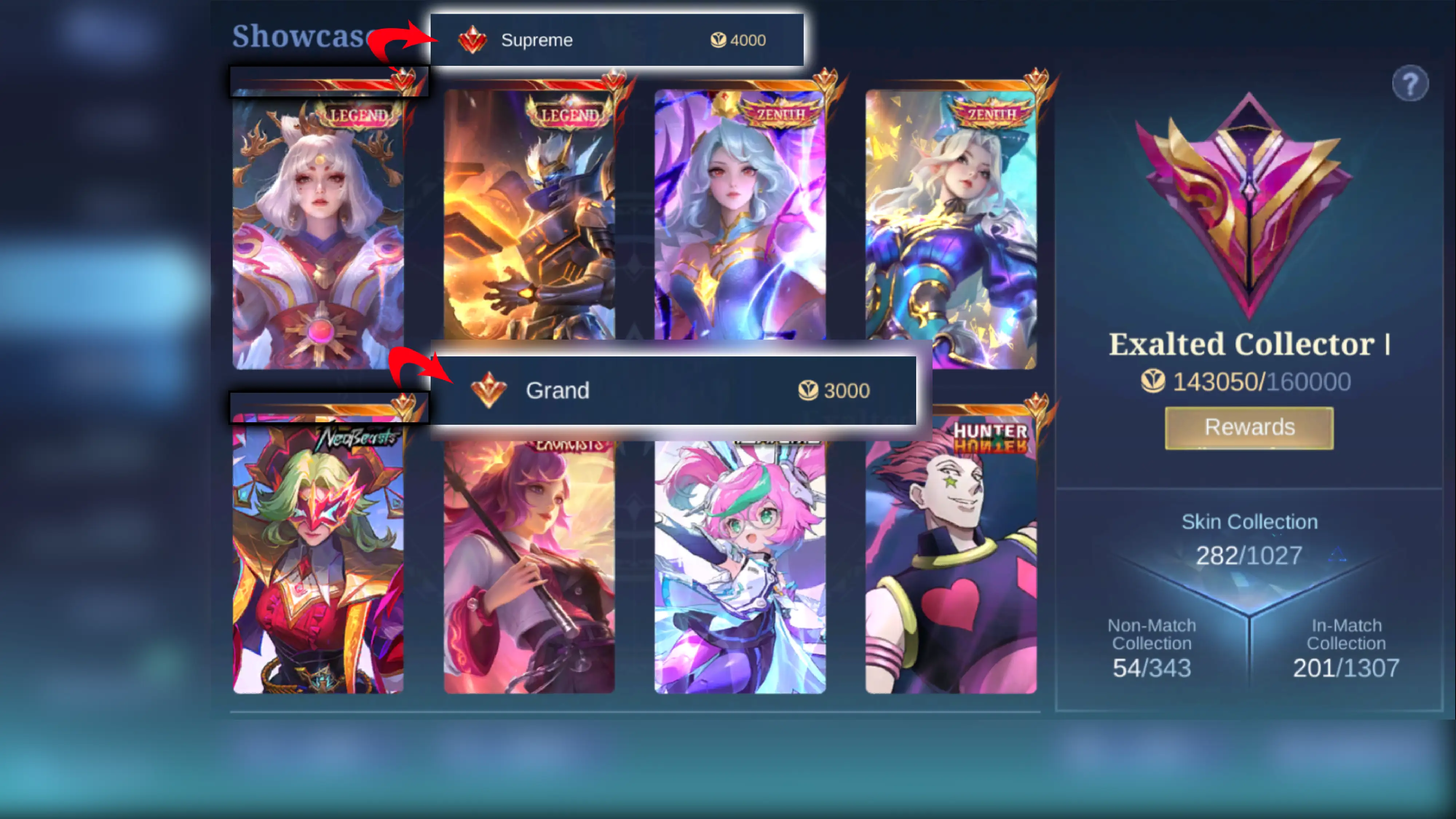 ارزش اسکین های موبایل لجند