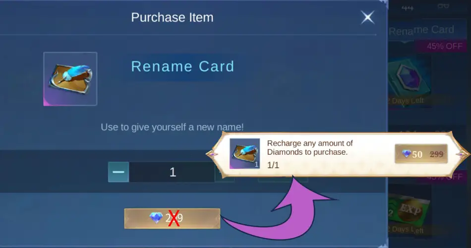 کارت تغییر نام اکانت موبایل لجند